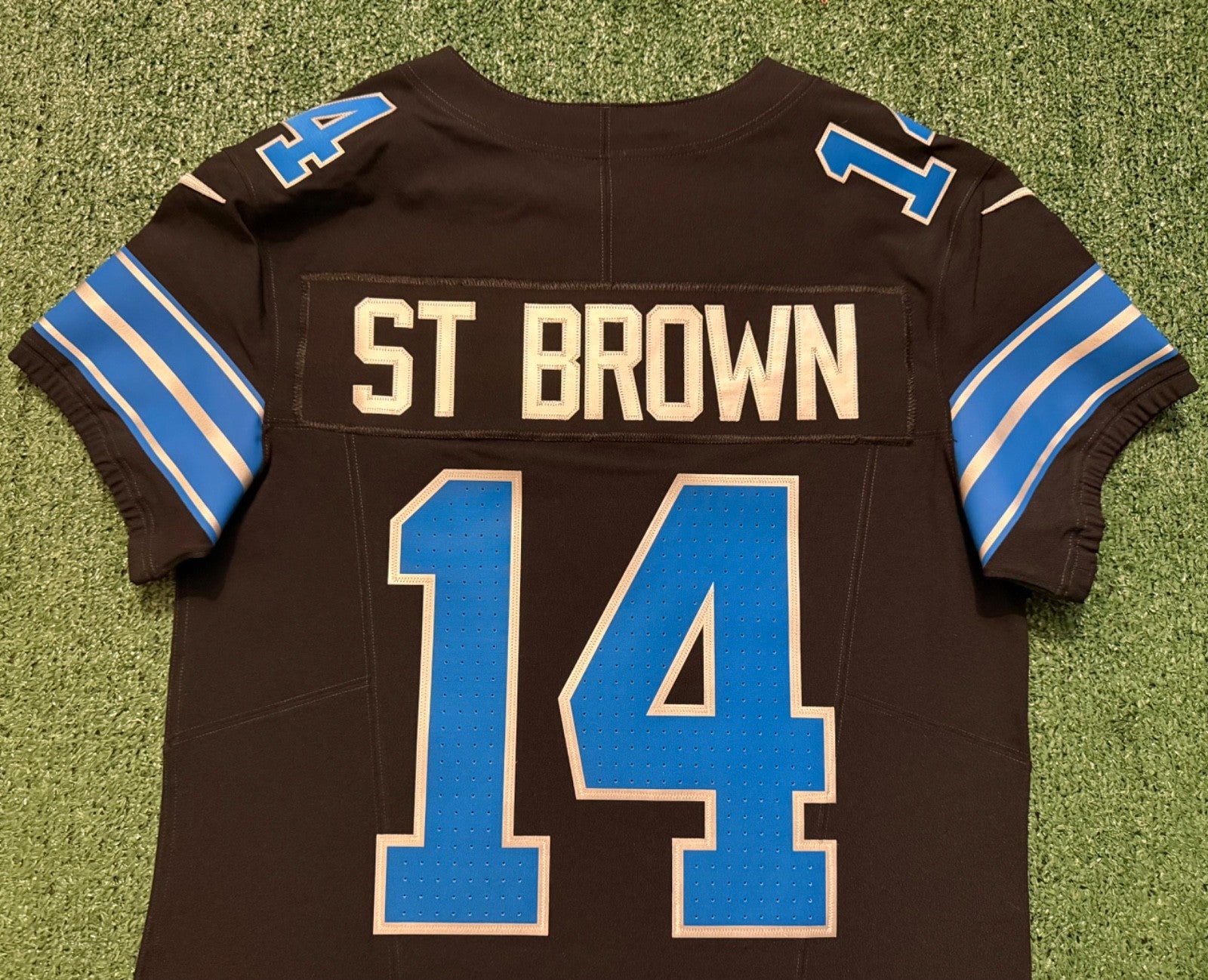 Amon Ra St Brown Detroit Lions Jersey #14 Nike Vapor FUSE Elite Black Size 40 (Medium) NFL