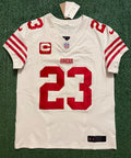 Christian McCaffrey San Francisco 49ers Jersey #23 Nike Vapor FUSE Elite White Size 44 (Large) NFL