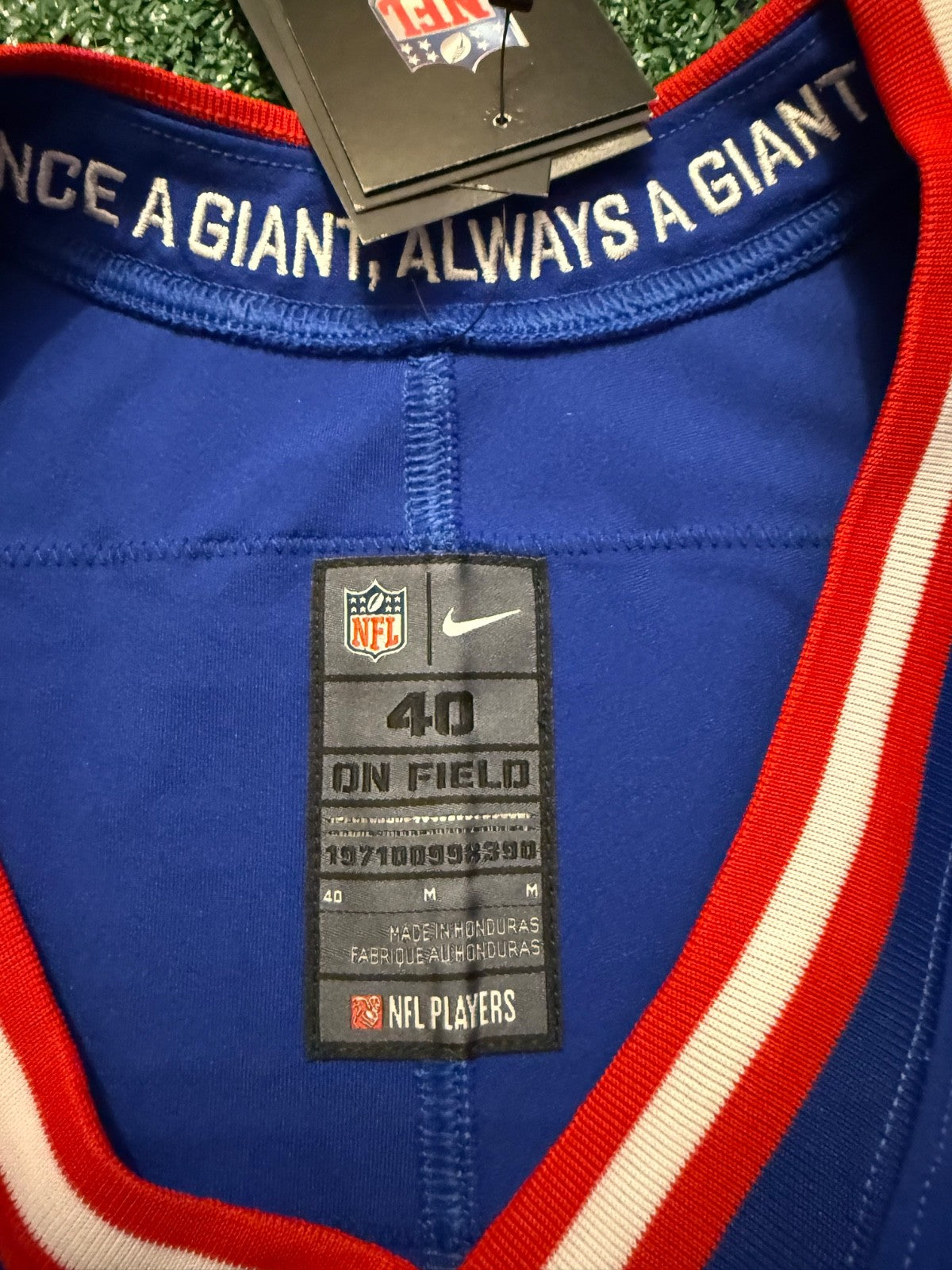 Malik Nabers New York Giants Jersey #1 Nike Vapor Elite Blue Size 40 (Medium) NFL