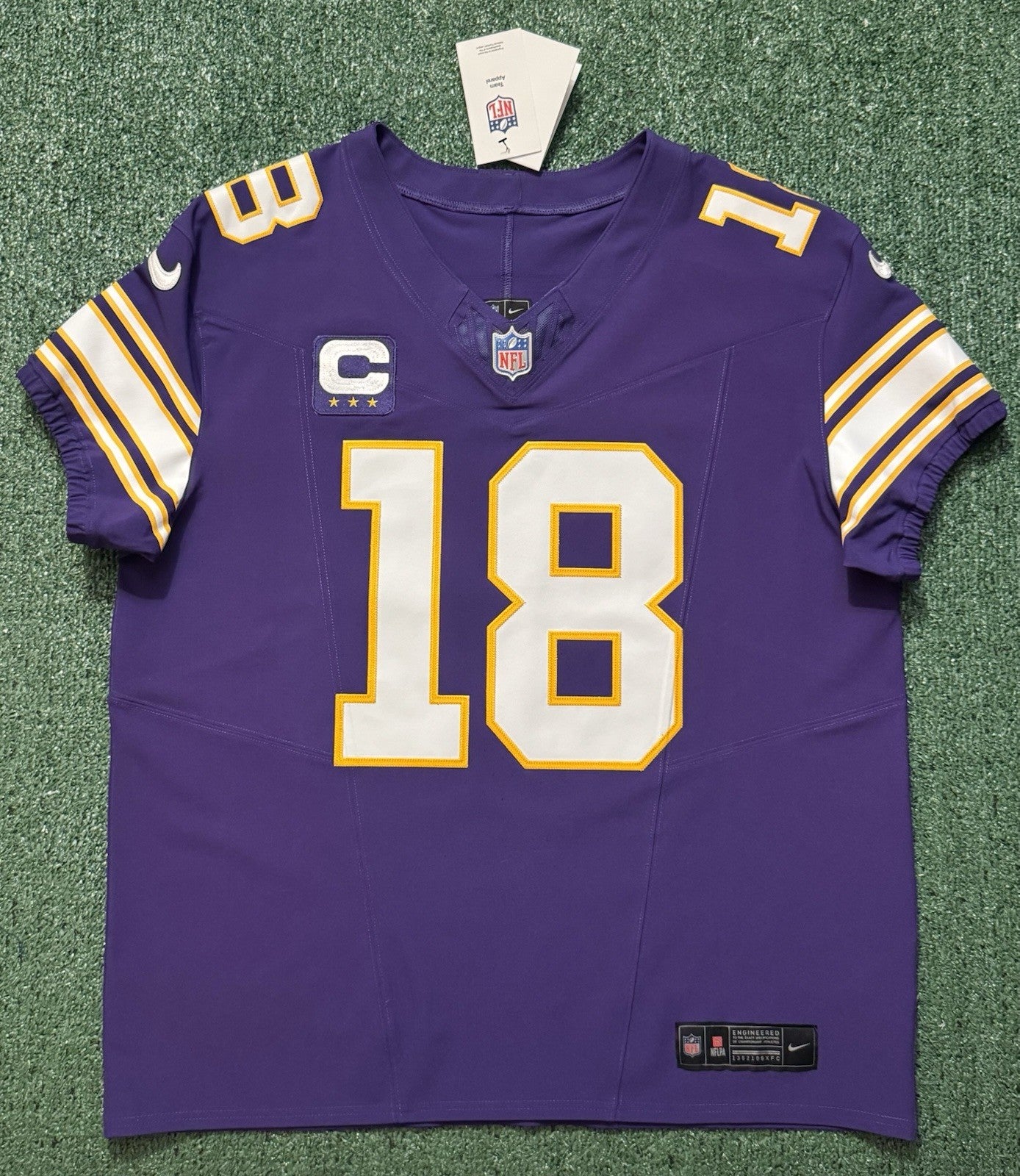 Justin Jefferson Minnesota Vikings Jersey #18 Nike Vapor FUSE Elite Purple Size 48 (XL) NFL