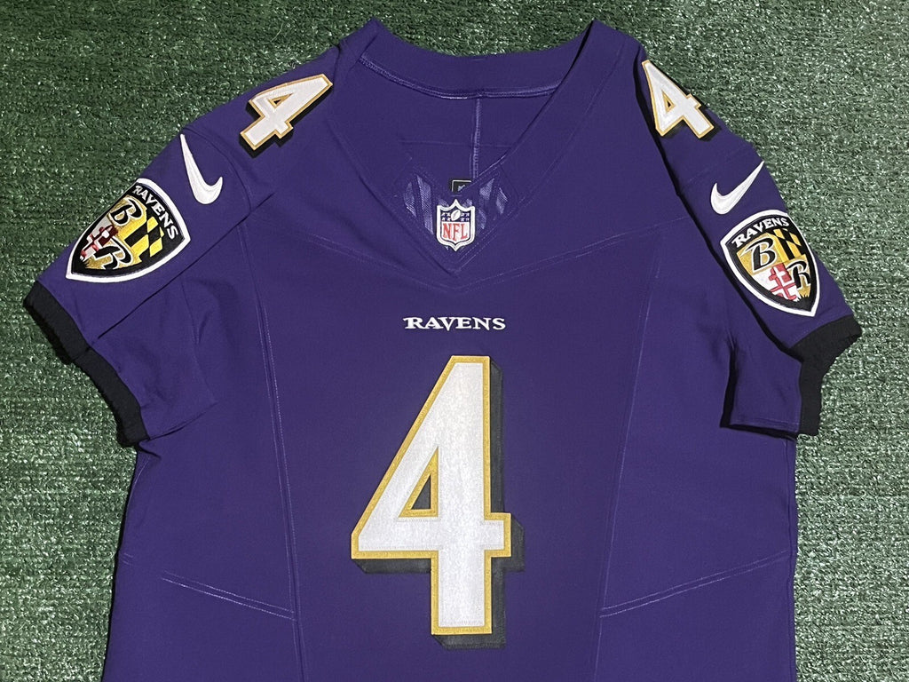 Zay Flowers Baltimore Ravens Jersey #4 Nike Vapor FUSE Elite Purple Size 44 (L) NFL