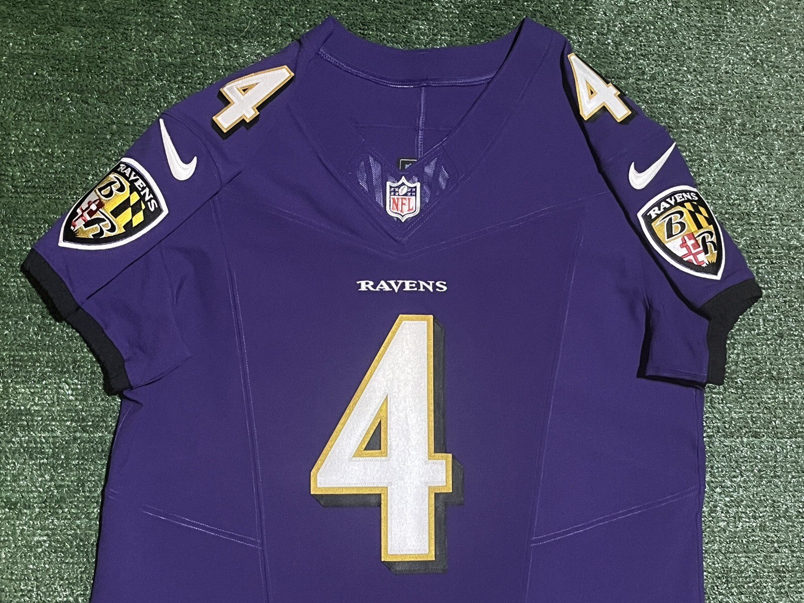 Zay Flowers Baltimore Ravens Jersey #4 Nike Vapor FUSE Elite Purple Size 44 (L) NFL
