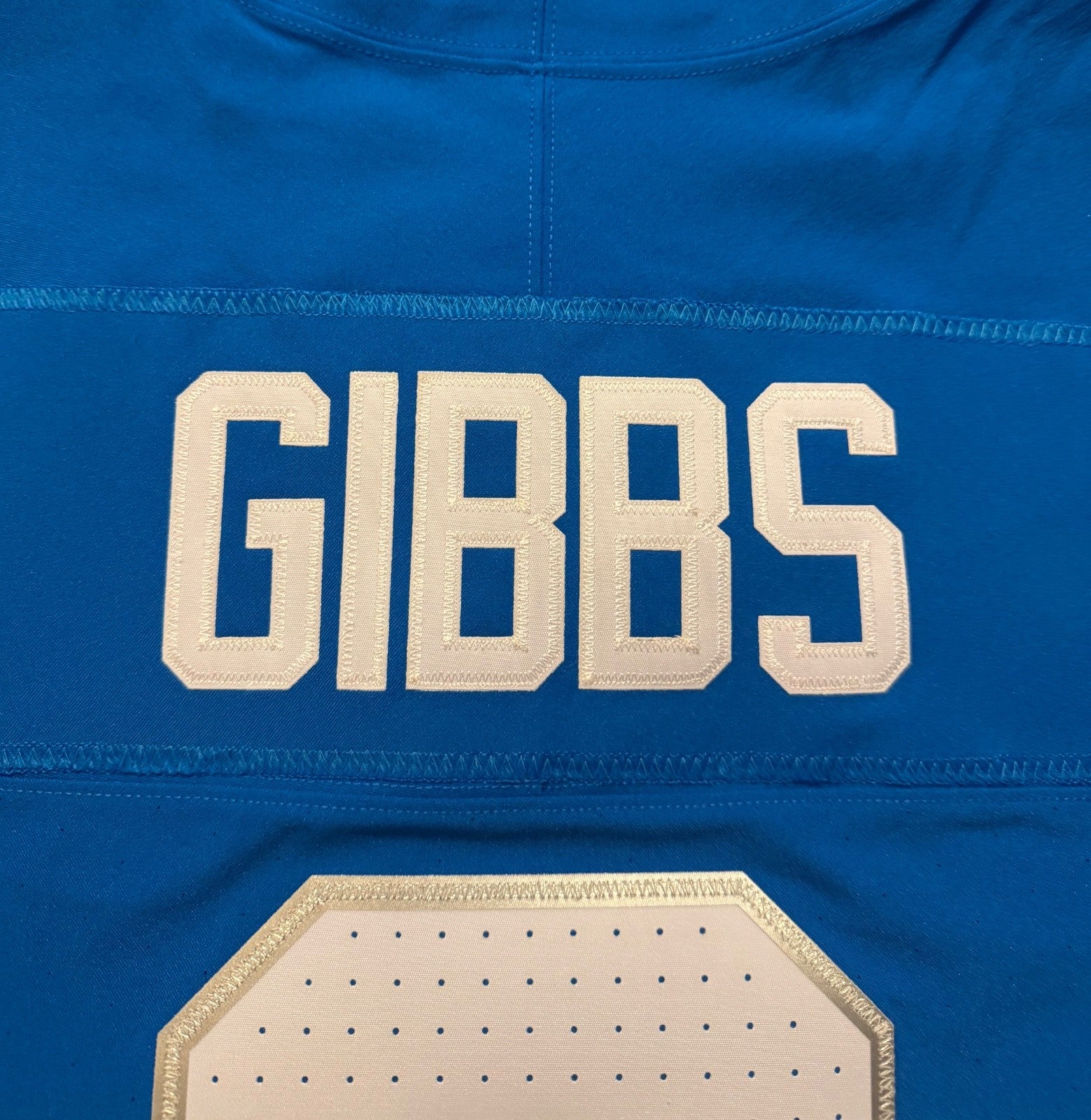 Jahmyr Gibbs Detroit Lions Jersey #0 Nike Vapor FUSE Elite Blue Size 44 (Large) NFL