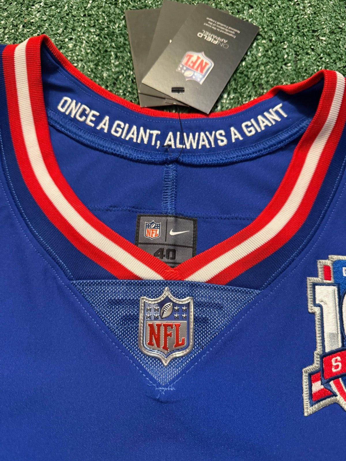Malik Nabers New York Giants Jersey #1 Nike Vapor Elite Blue Size 40 (Medium) NFL