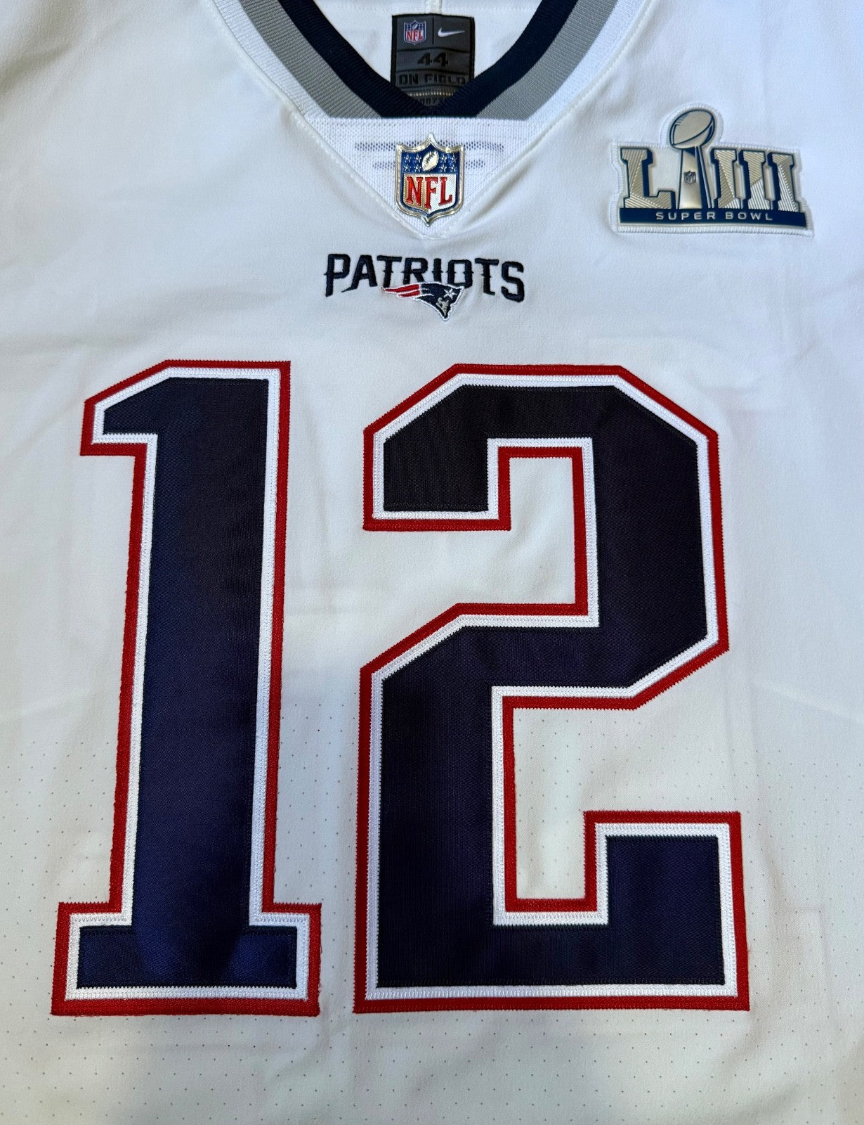 Tom Brady New England Patriots Jersey #12 Nike Vapor Elite White Size 44 (L) NFL