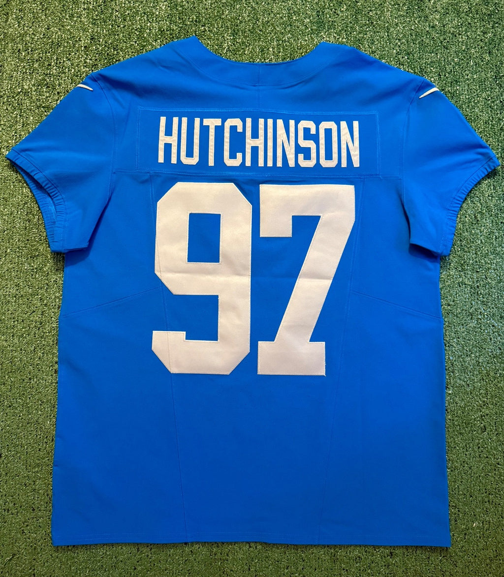 Aidan Hutchinson Detroit Lions Jersey #97 Nike Vapor FUSE Elite Blue size 44 (Large) NFL