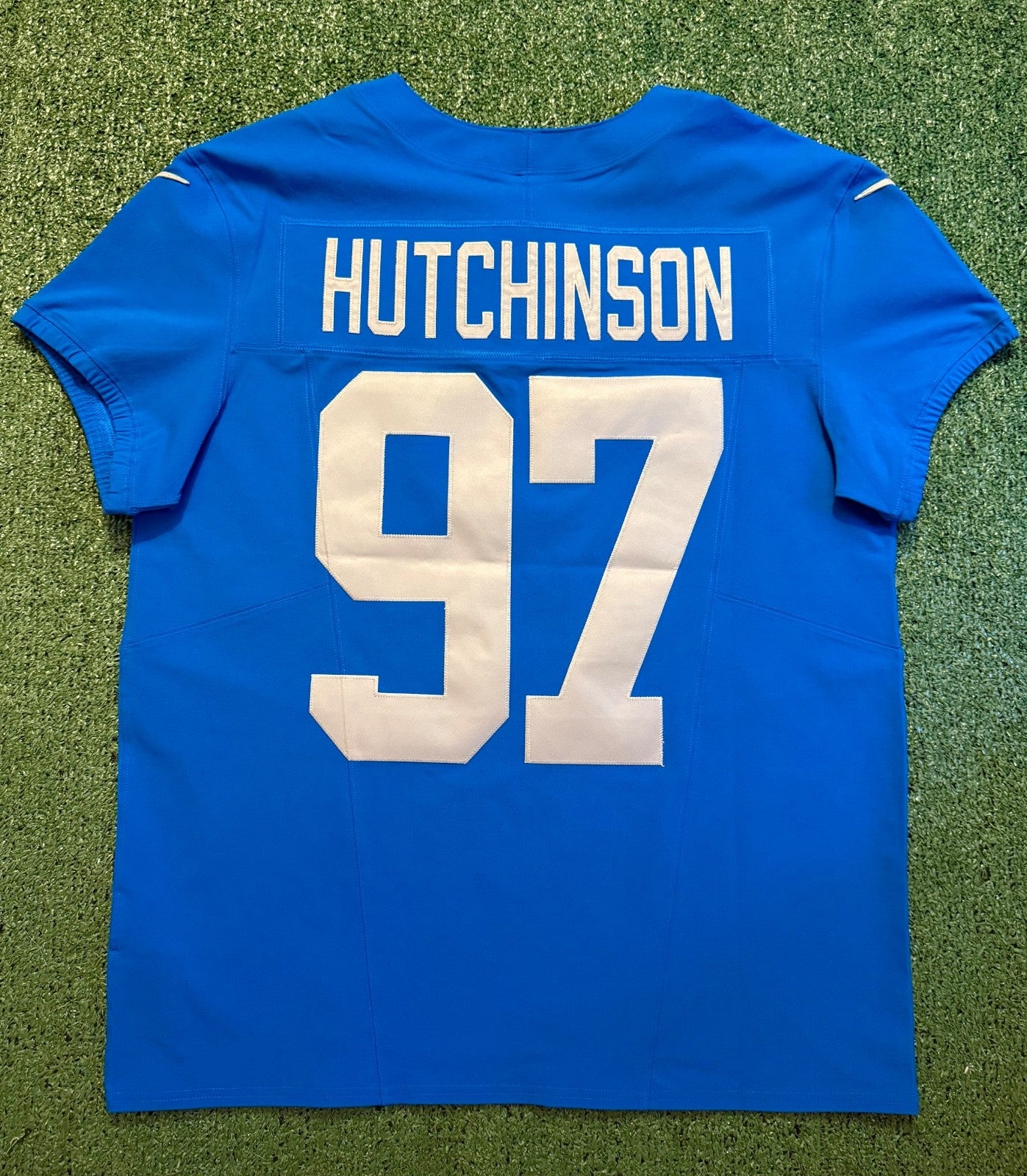 Aidan Hutchinson Detroit Lions Jersey #97 Nike Vapor FUSE Elite Blue size 44 (Large) NFL