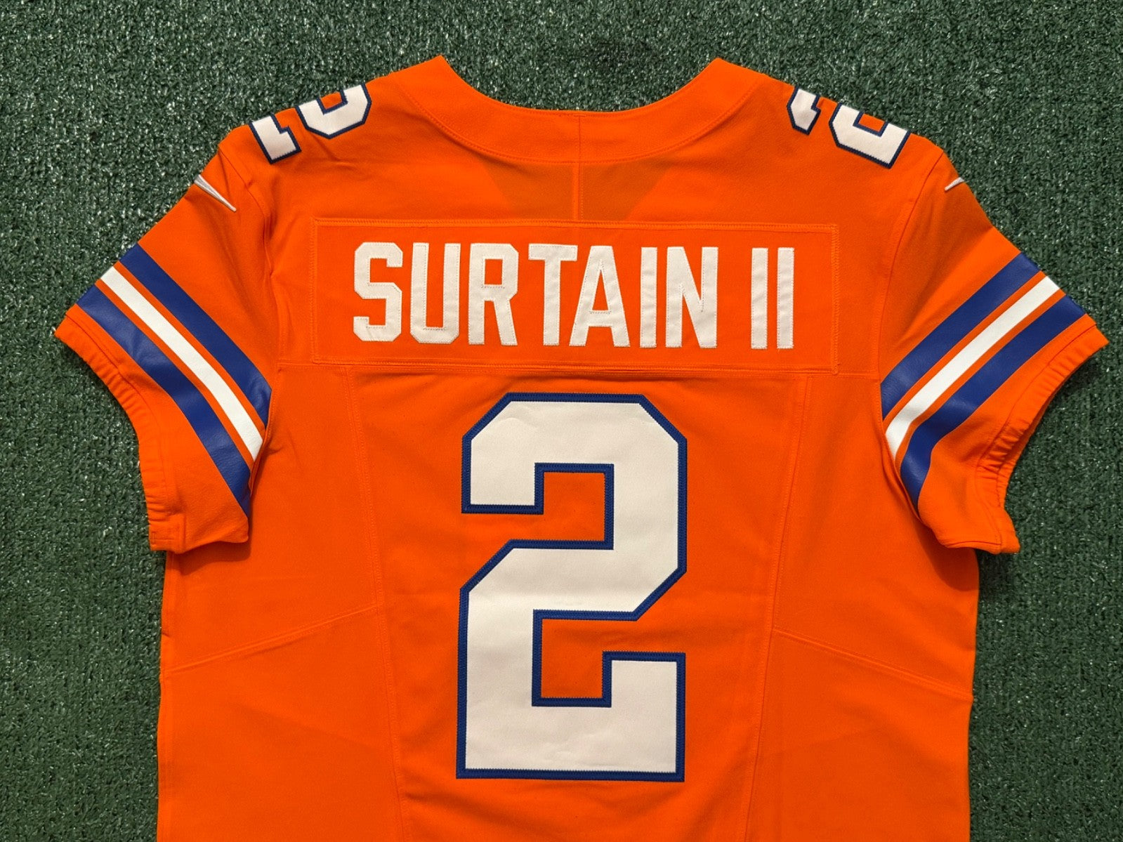 Pat Surtain II Denver Broncos Jersey #2 Nike Vapor Fuse Elite Orange Size 44 (L) NFL