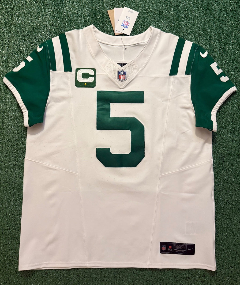 Garrett Wilson New York Jets Jersey #5 Nike Vapor Fuse Elite White Size 44 (L) NFL