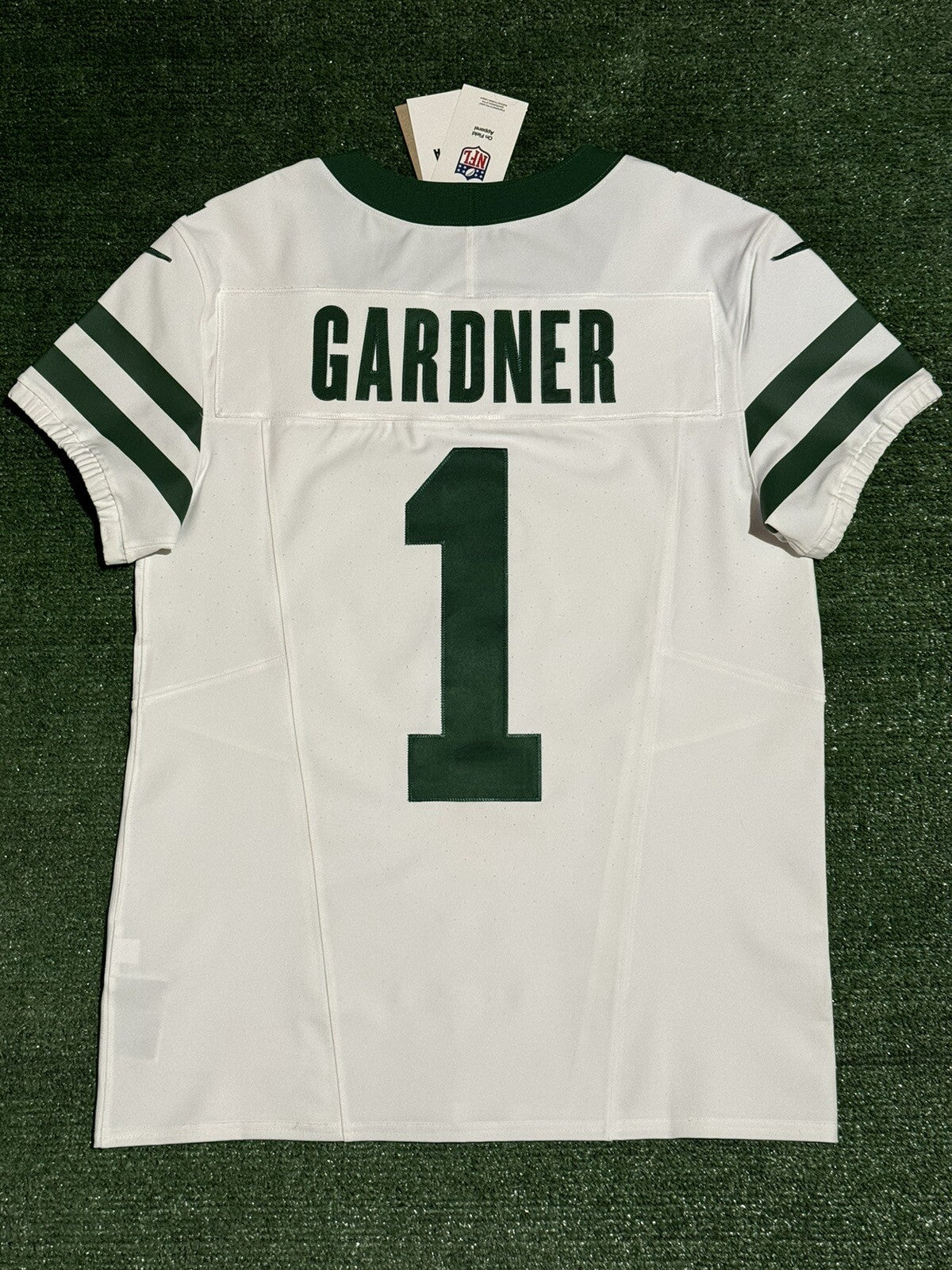 Sauce Gardner New York Jets Jersey #1 Nike Vapor Fuse Elite White Size 40 (M) NFL