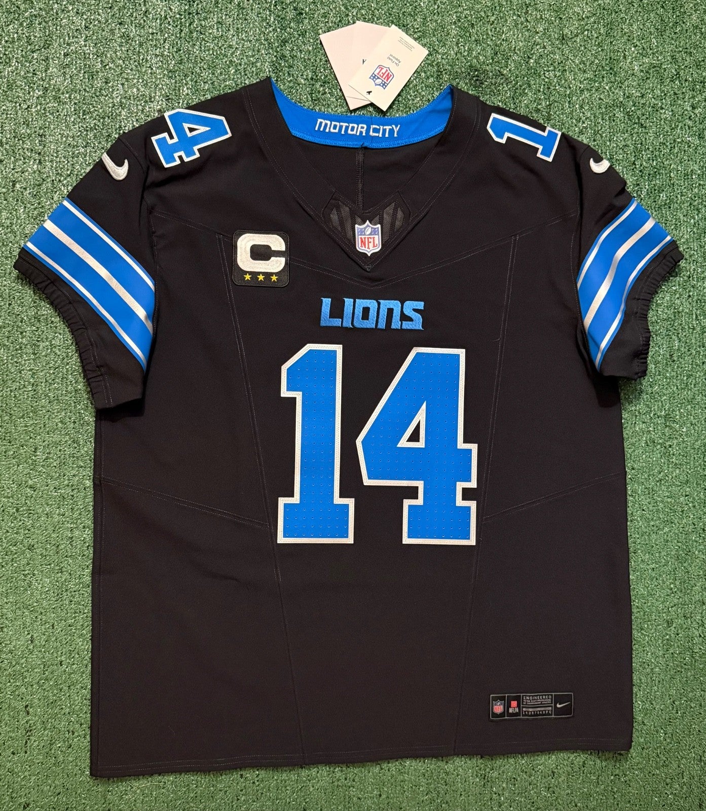 Amon Ra St Brown Detroit Lions Jersey #14 Nike Vapor FUSE Elite Black Size 48 (XL) NFL