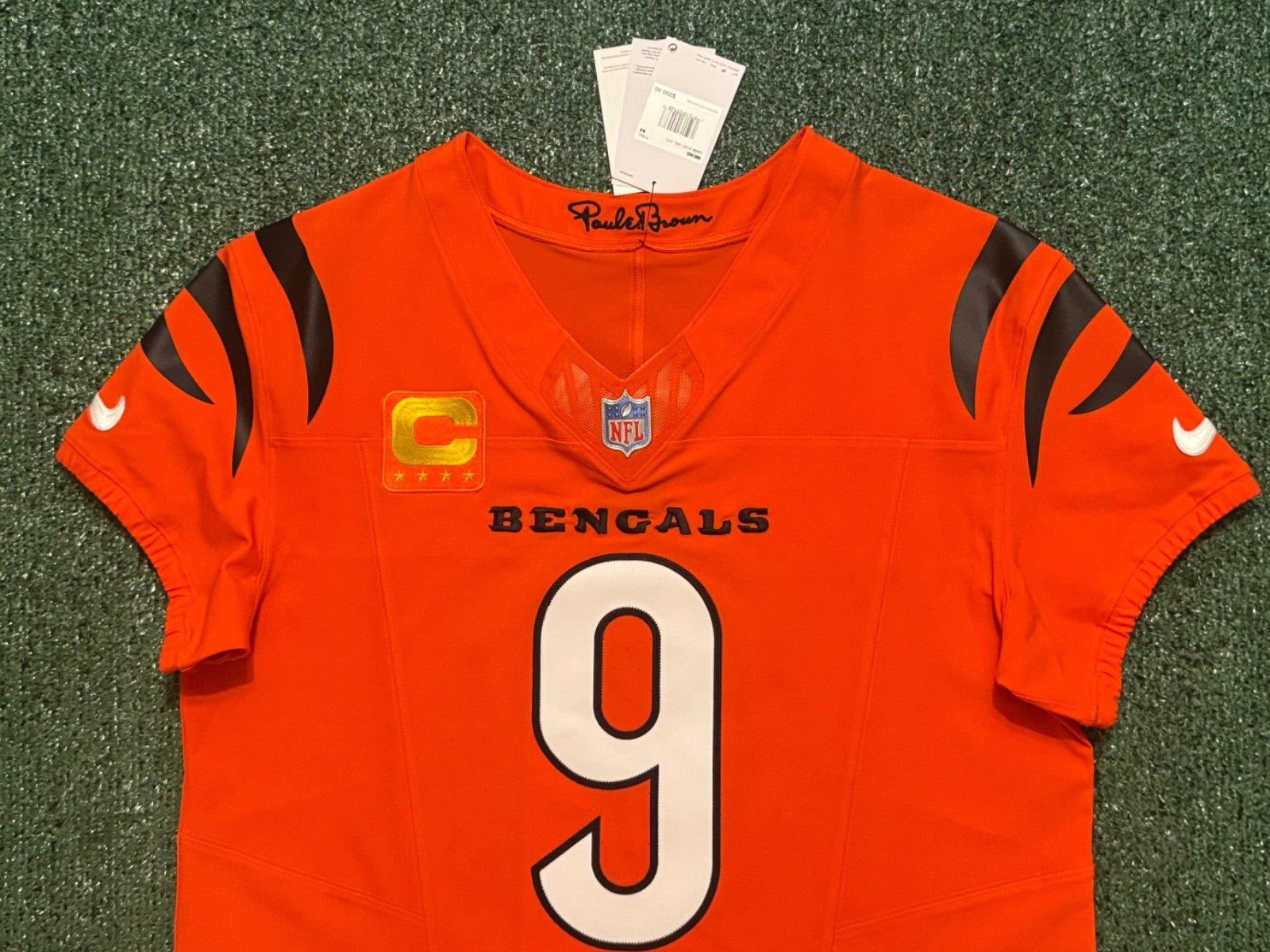 Joe Burrow Cincinnati Bengals Jersey #9 Nike Vapor FUSE Elite Orange Size 44 (L) NFL