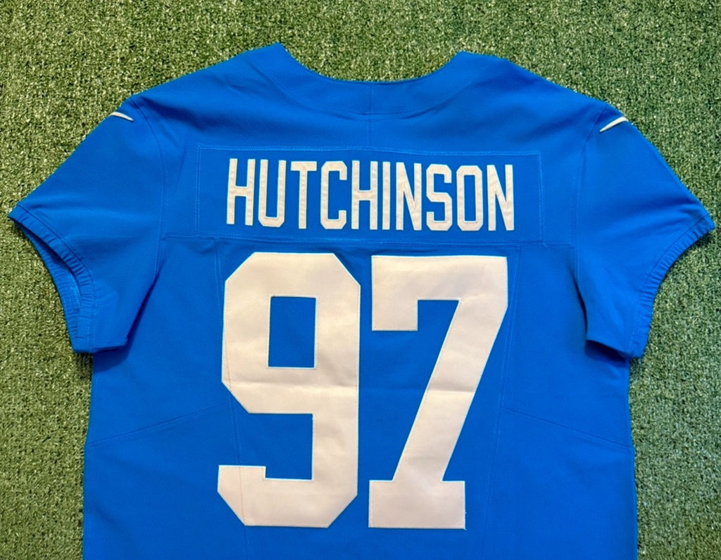 Aidan Hutchinson Detroit Lions Jersey #97 Nike Vapor FUSE Elite Blue size 44 (Large) NFL