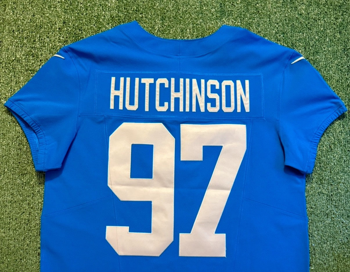 Aidan Hutchinson Detroit Lions Jersey #97 Nike Vapor FUSE Elite Blue size 44 (Large) NFL