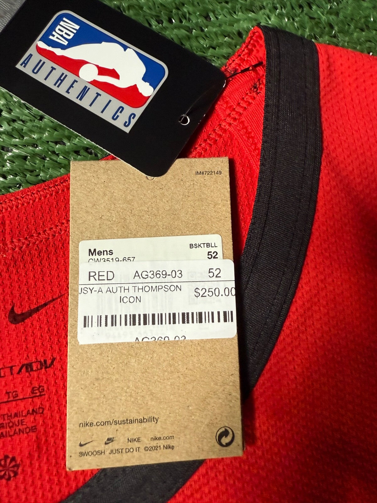Amen Thompson Jersey #1 Nike ADV Authentic Red Size 52 (XL) NBA