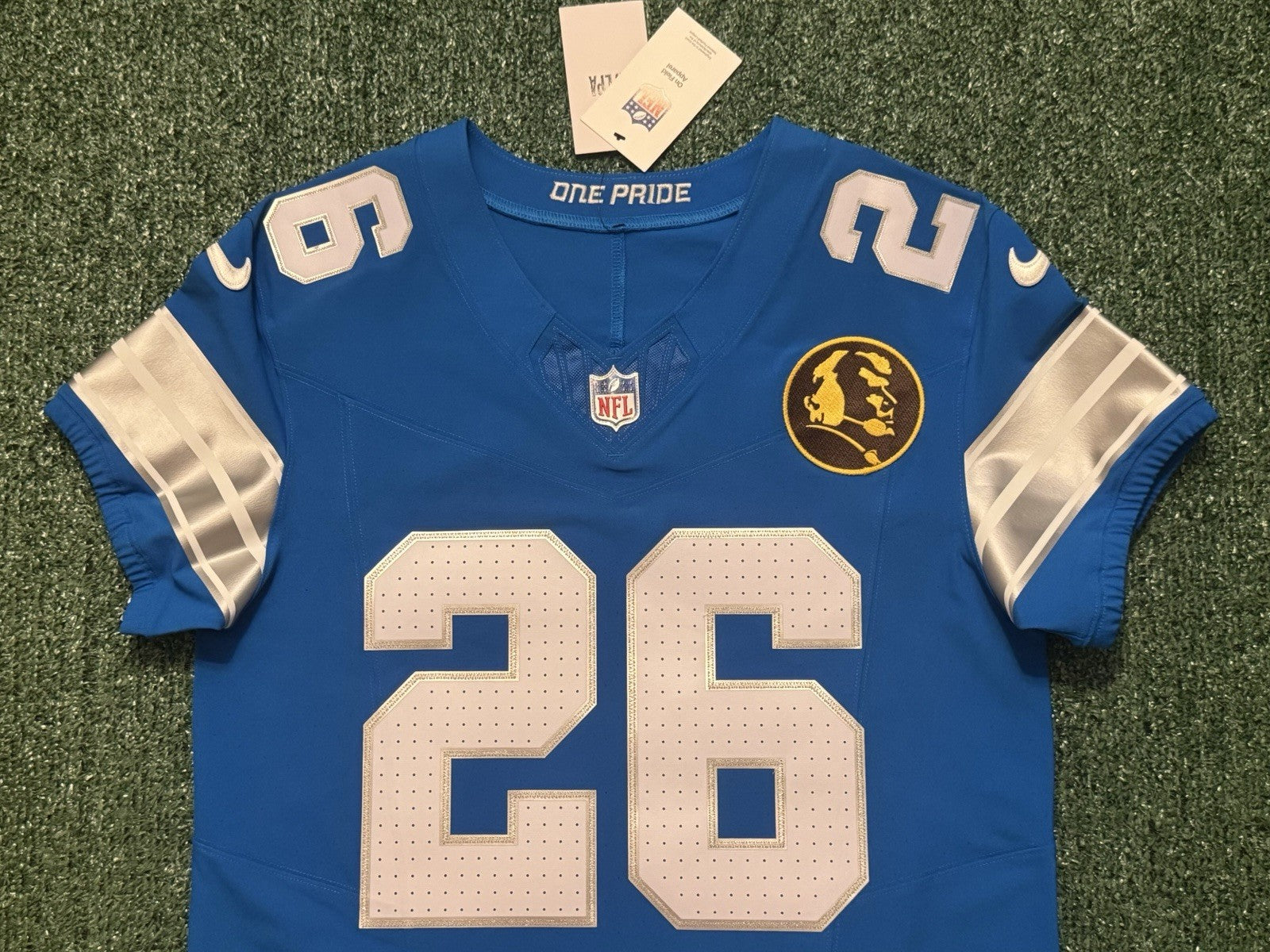 Jahmyr Gibbs Detroit Lions Jersey #26 Nike Vapor FUSE Elite Blue Size 40 (Medium) NFL