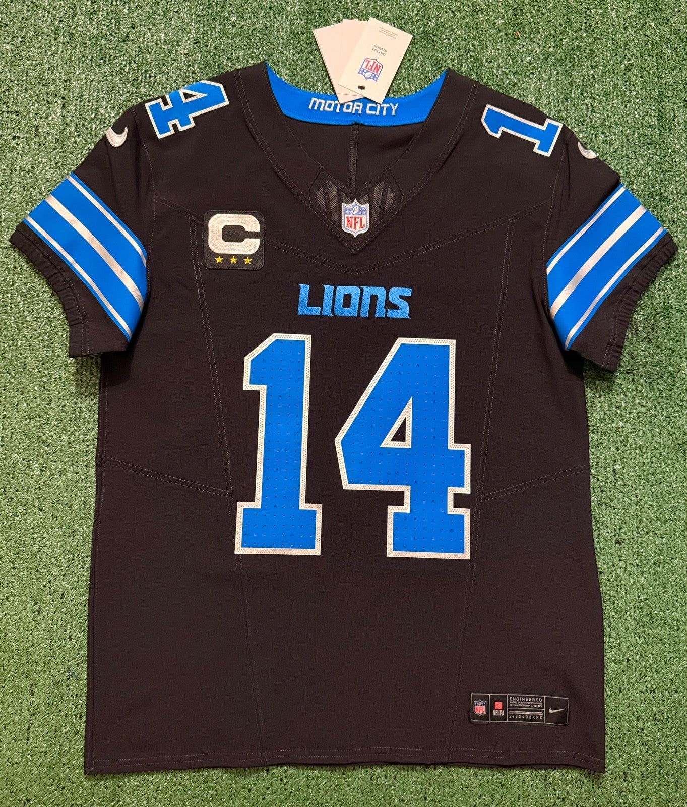 Amon Ra St Brown Detroit Lions Jersey #14 Nike Vapor FUSE Elite Black Size 40 (Medium) NFL