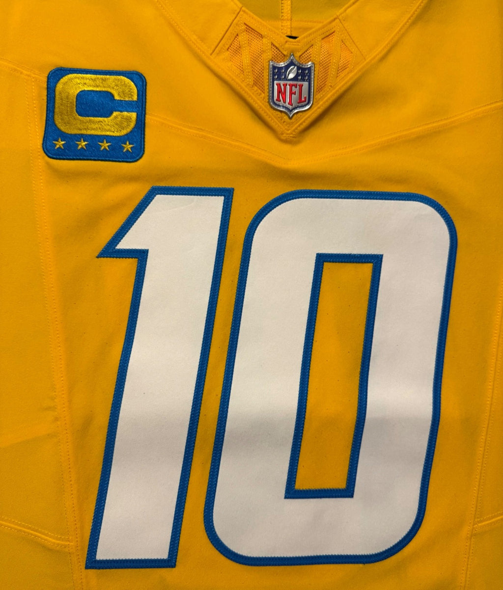 Justin Herbert Los Angeles Chargers Jersey #10 Nike Vapor Fuse Elite Gold Size 40 (M) NFL