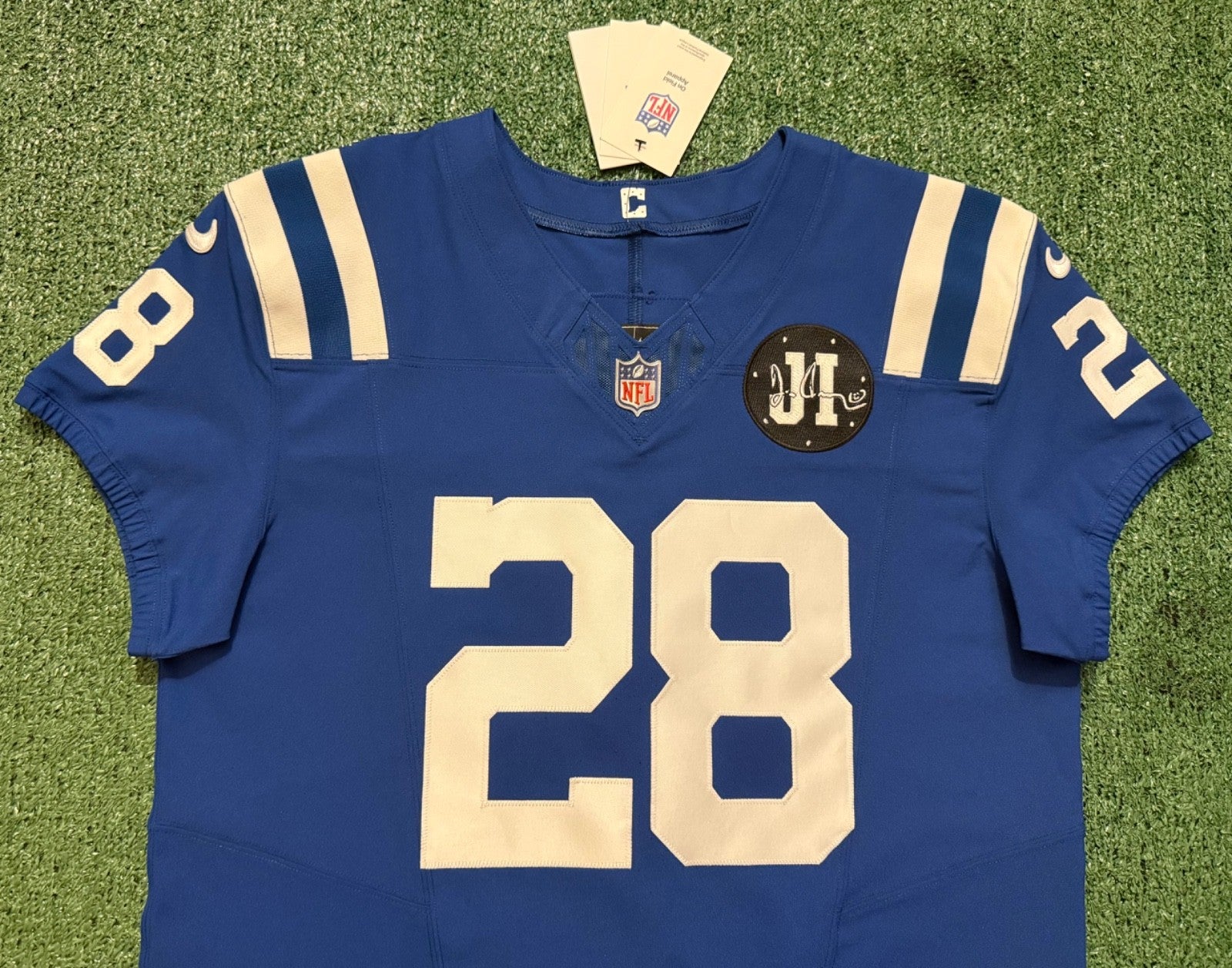 Jonathan Taylor Indianapolis Colts Jersey #28 Nike Vapor Fuse Elite Blue Size 44 (L) NFL