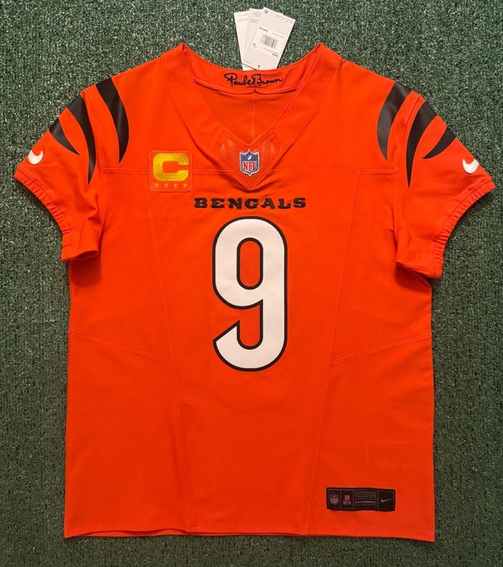 Joe Burrow Cincinnati Bengals Jersey #9 Nike Vapor FUSE Elite Orange Size 44 (L) NFL
