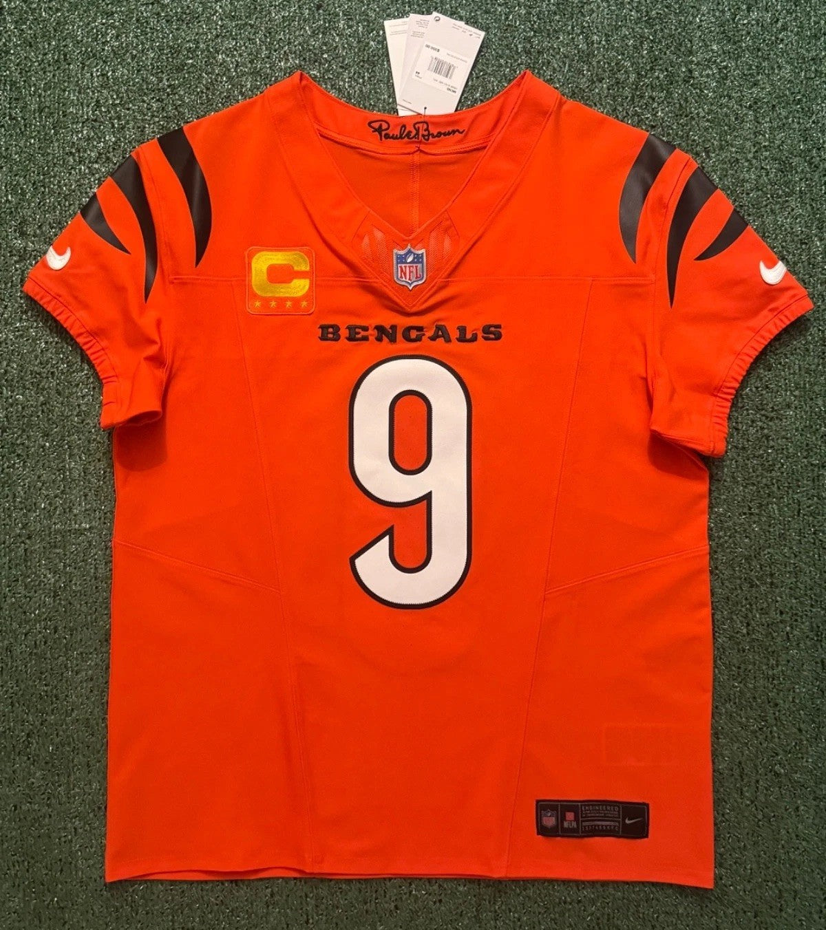 Joe Burrow Cincinnati Bengals Jersey #9 Nike Vapor FUSE Elite Orange Size 44 (L) NFL