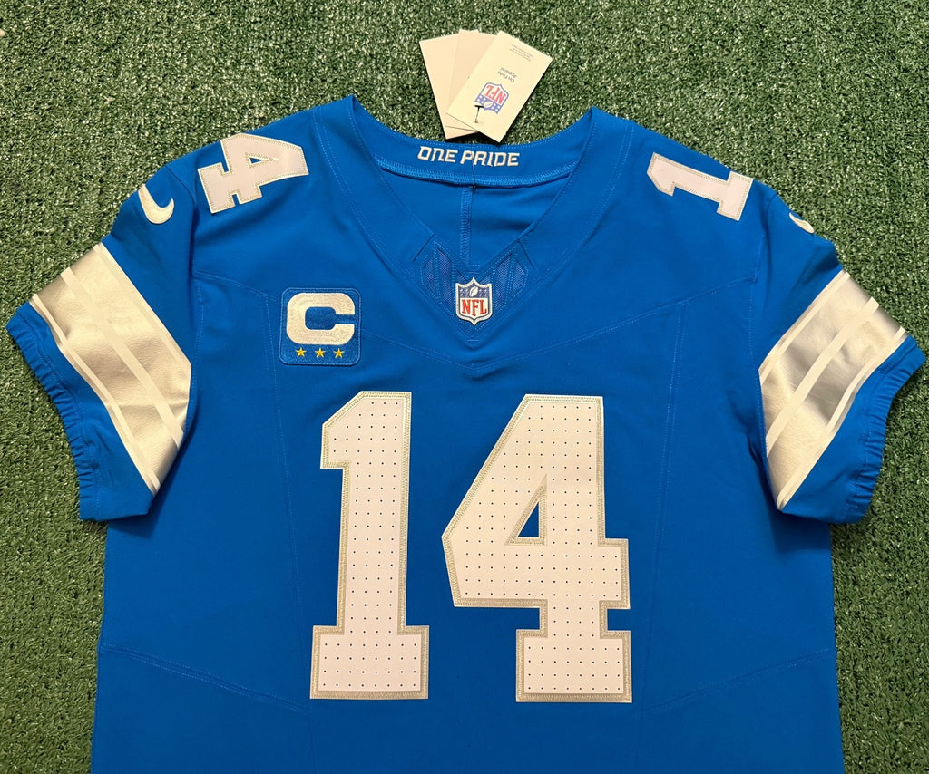 Amon Ra St Brown Detroit Lions Jersey #14 Nike Vapor FUSE Elite Blue Size 44 (Large) NFL