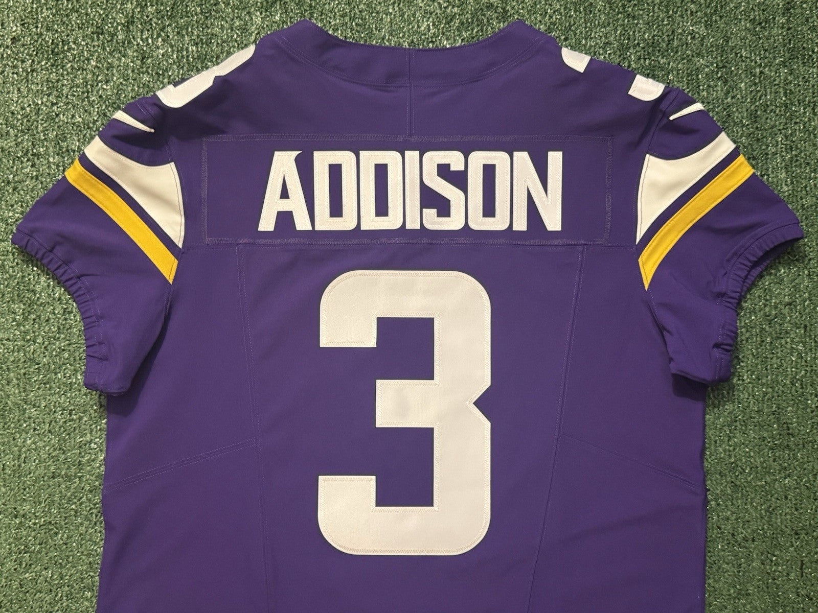 Jordan Addison Minnesota Vikings Jersey #3 Nike Vapor FUSE Elite Purple Size 44 (Large) NFL