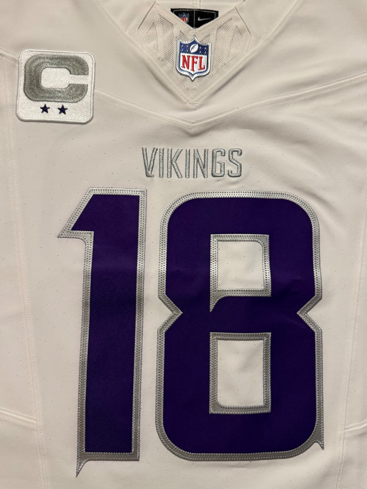 Justin Jefferson Minnesota Vikings Jersey #18 Nike Vapor FUSE Elite White Size 44 (Large) NFL