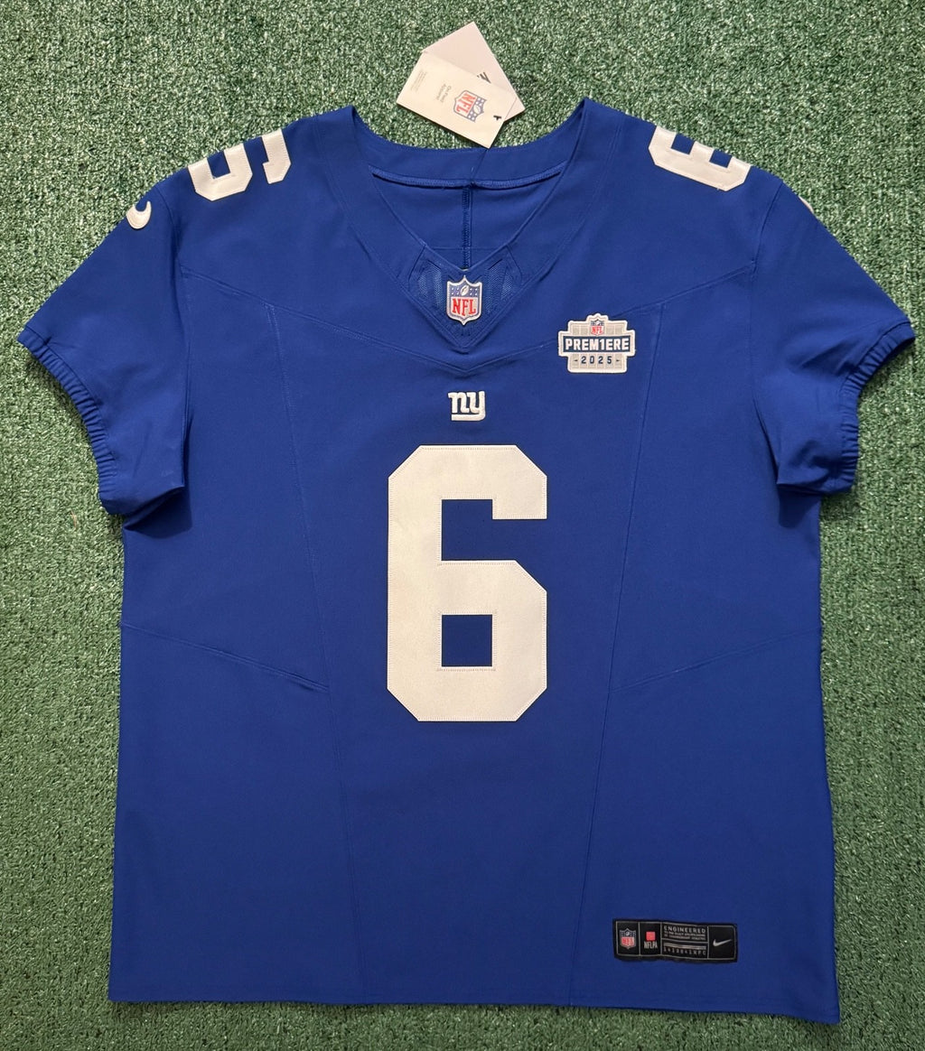 Jaxson Dart New York Giants Jersey #6 Nike Vapor FUSE Elite Blue Size 48 (XL) NFL