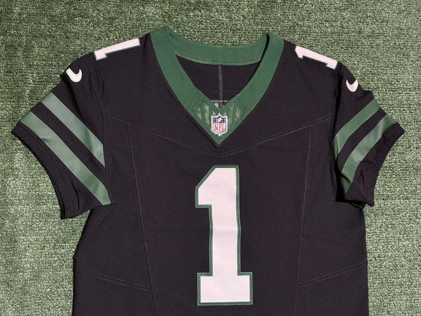 Sauce Gardner New York Jets Jersey #1 Nike Vapor Fuse Elite Black Size 40 (M) NFL