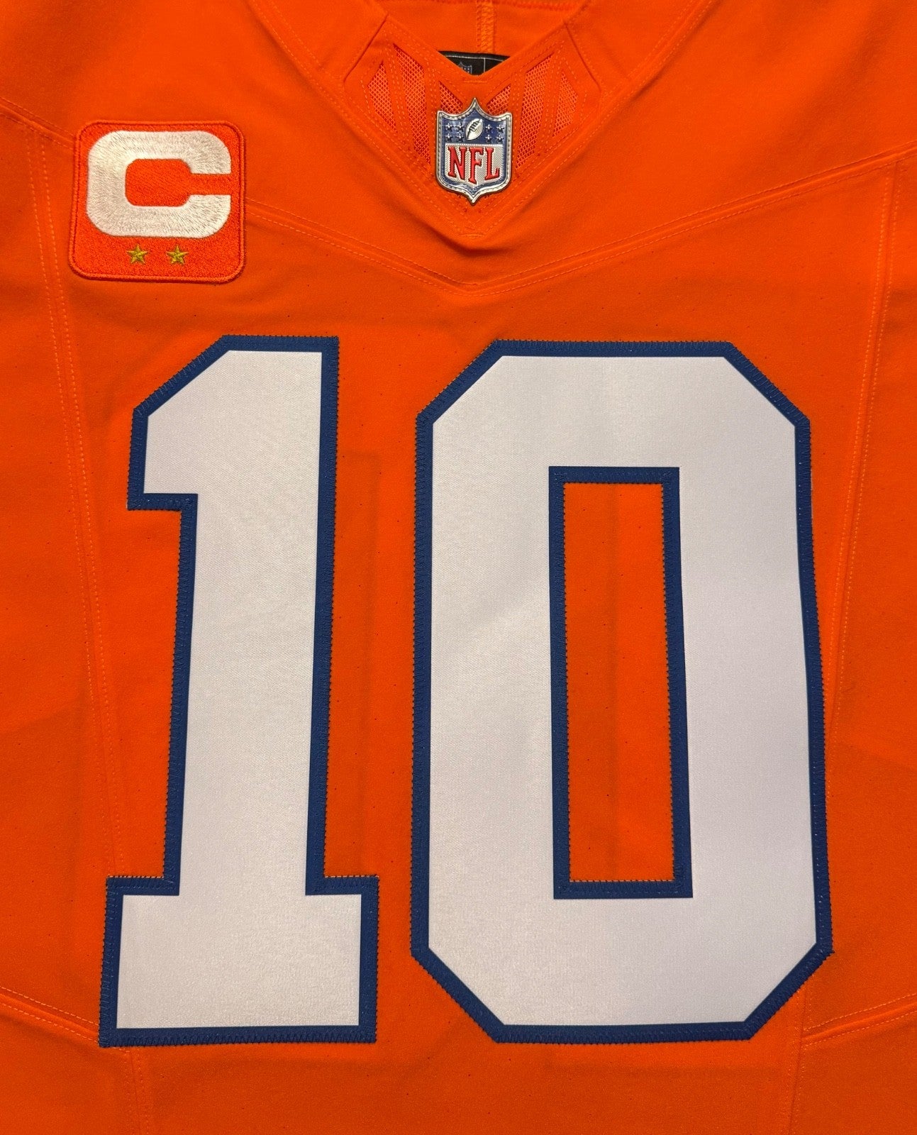 Bo Nix Denver Broncos Jersey #10 Nike Vapor Fuse Elite Orange Size 48 (XL) NFL