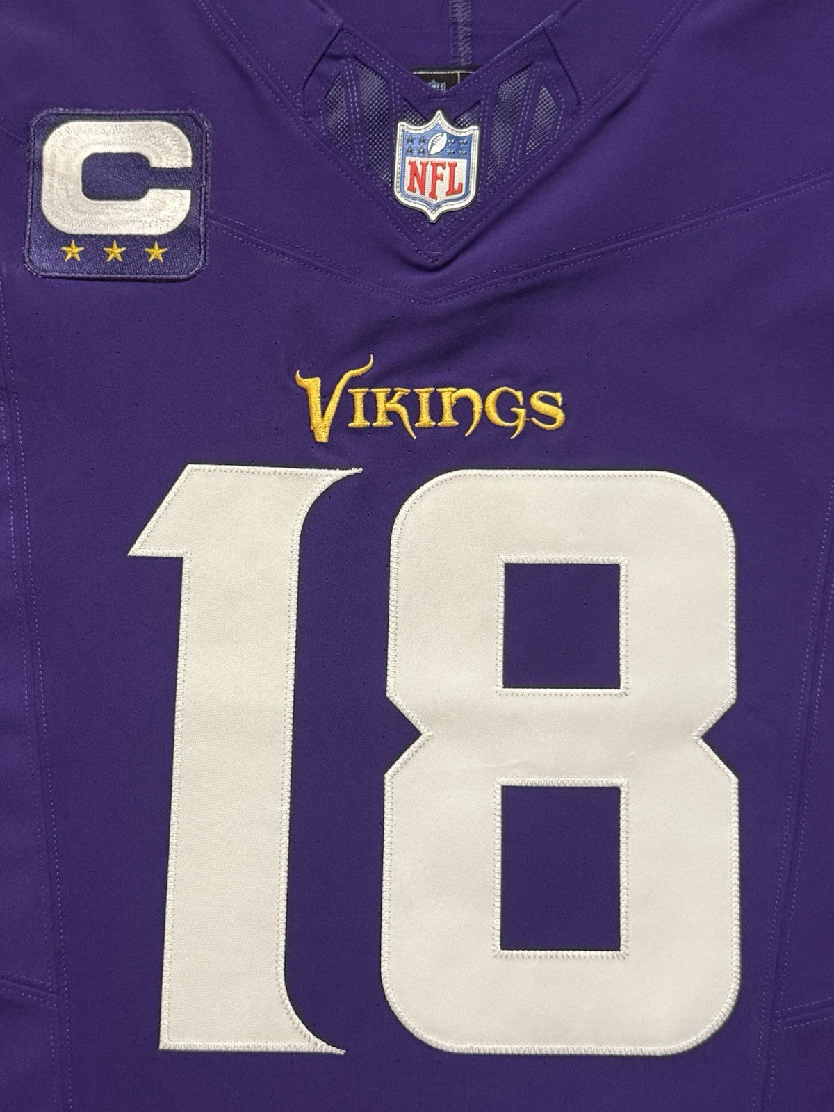 Justin Jefferson Minnesota Vikings Jersey #18 Nike Vapor FUSE Elite Purple Size 44 (Large) NFL