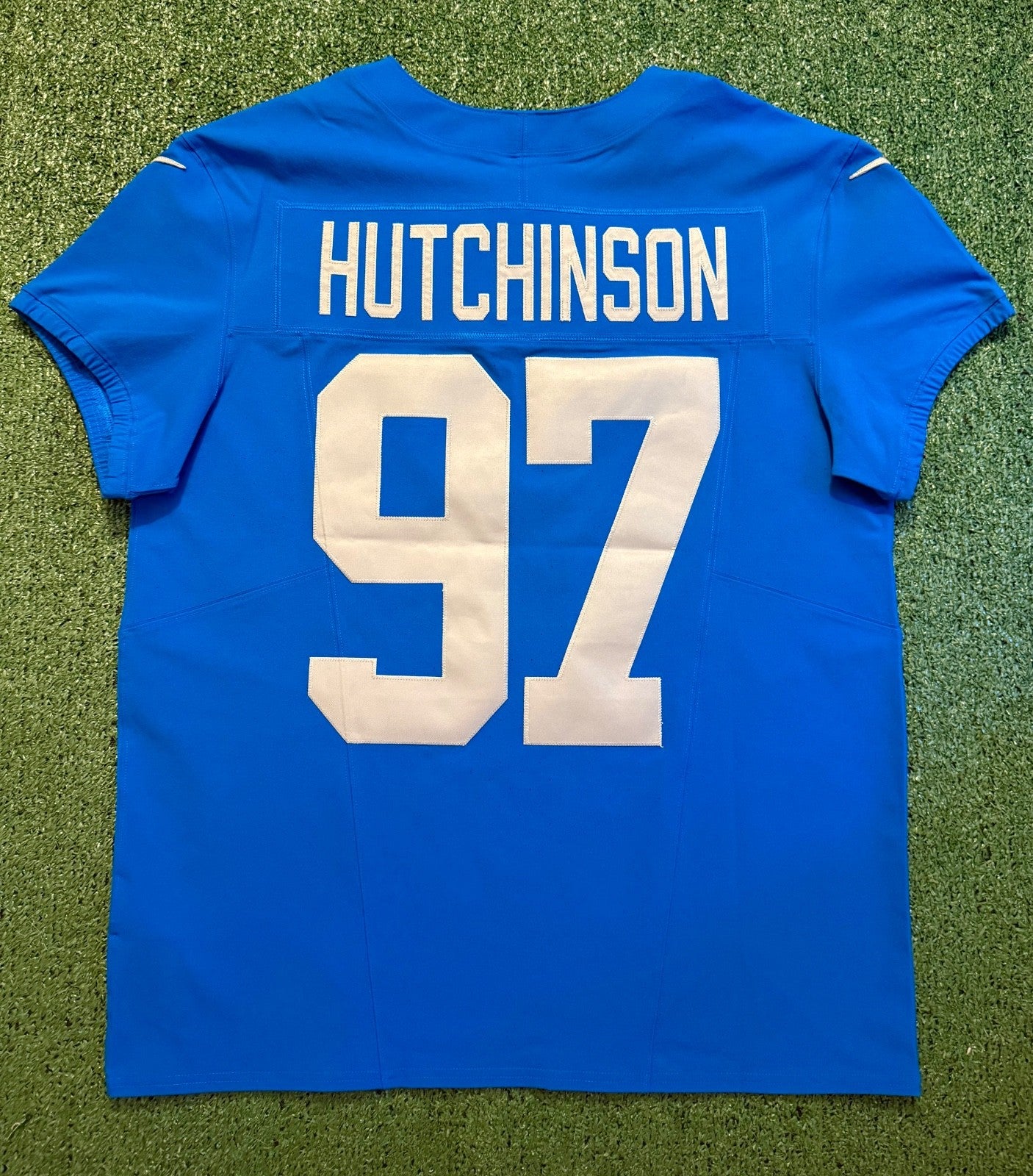 Aidan Hutchinson Detroit Lions Jersey #97 Nike Vapor FUSE Elite Blue size 44 (Large) NFL