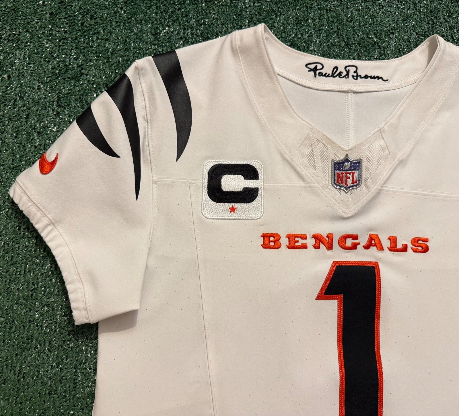 Ja'Marr Chase Cincinnati Bengals Jersey #1 Nike Vapor Fuse Elite White Size 40 (M) NFL