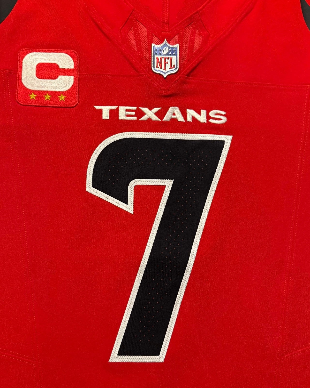 CJ Stroud Houston Texans Jersey #7 Nike Vapor Fuse Elite Red Size 44 (L) NFL