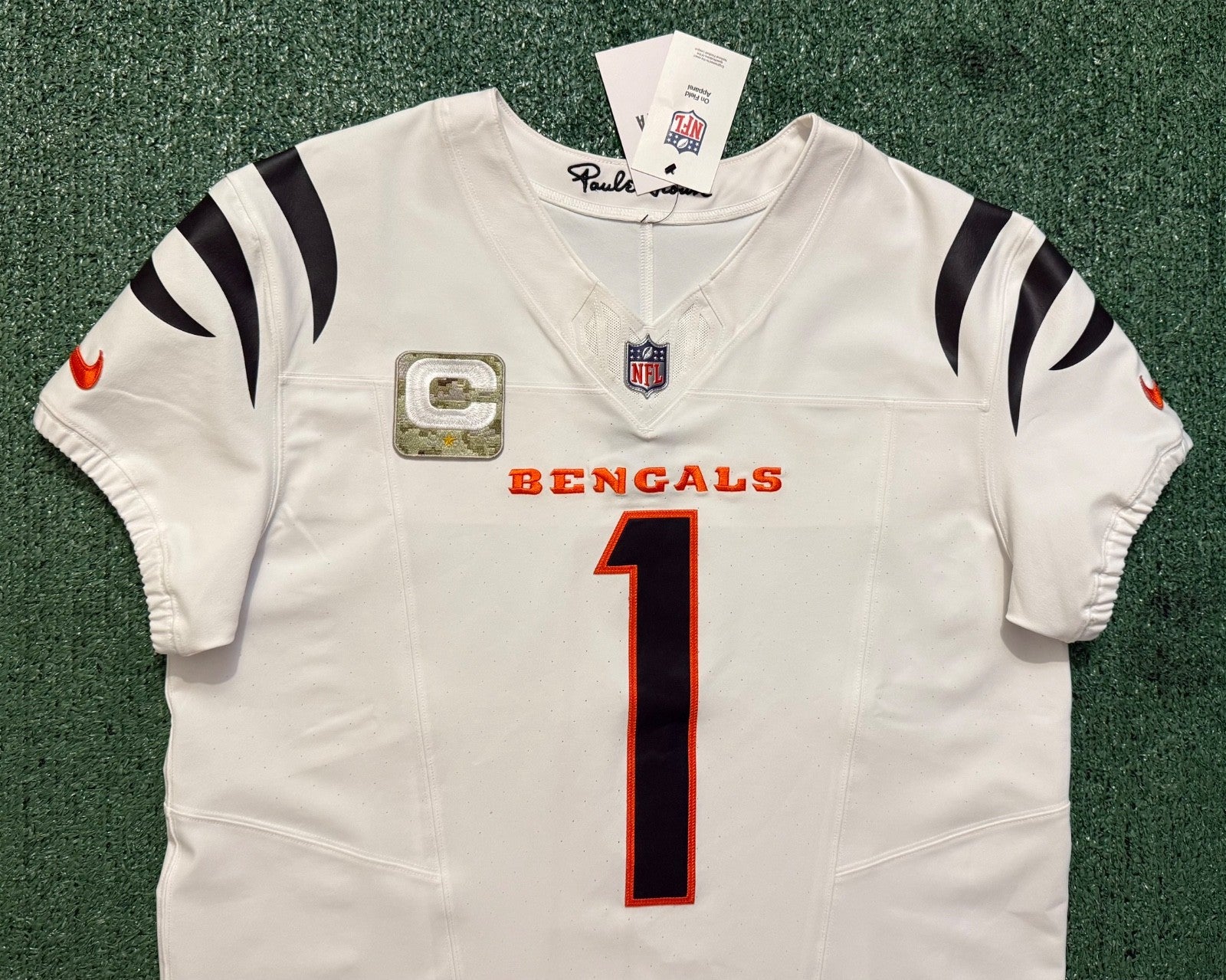 Ja'Marr Chase Cincinnati Bengals Jersey #1 Nike Vapor Fuse Elite White Size 44 (L) NFL