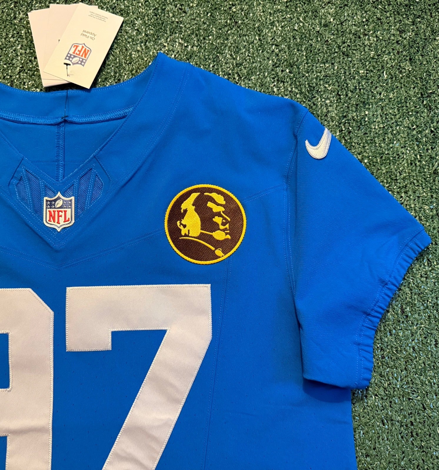 Aidan Hutchinson Detroit Lions Jersey #97 Nike Vapor FUSE Elite Blue size 44 (Large) NFL