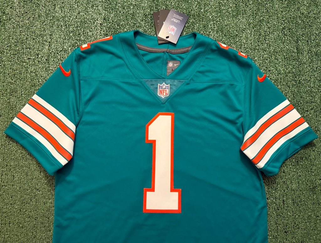 Tua Tagovailoa Miami Dolphins Jersey #1 Nike Vapor Limited Blue Size M NFL