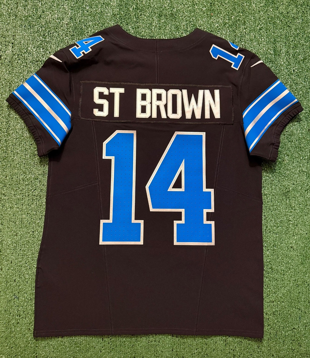 Amon Ra St Brown Detroit Lions Jersey #14 Nike Vapor FUSE Elite Black Size 40 (Medium) NFL