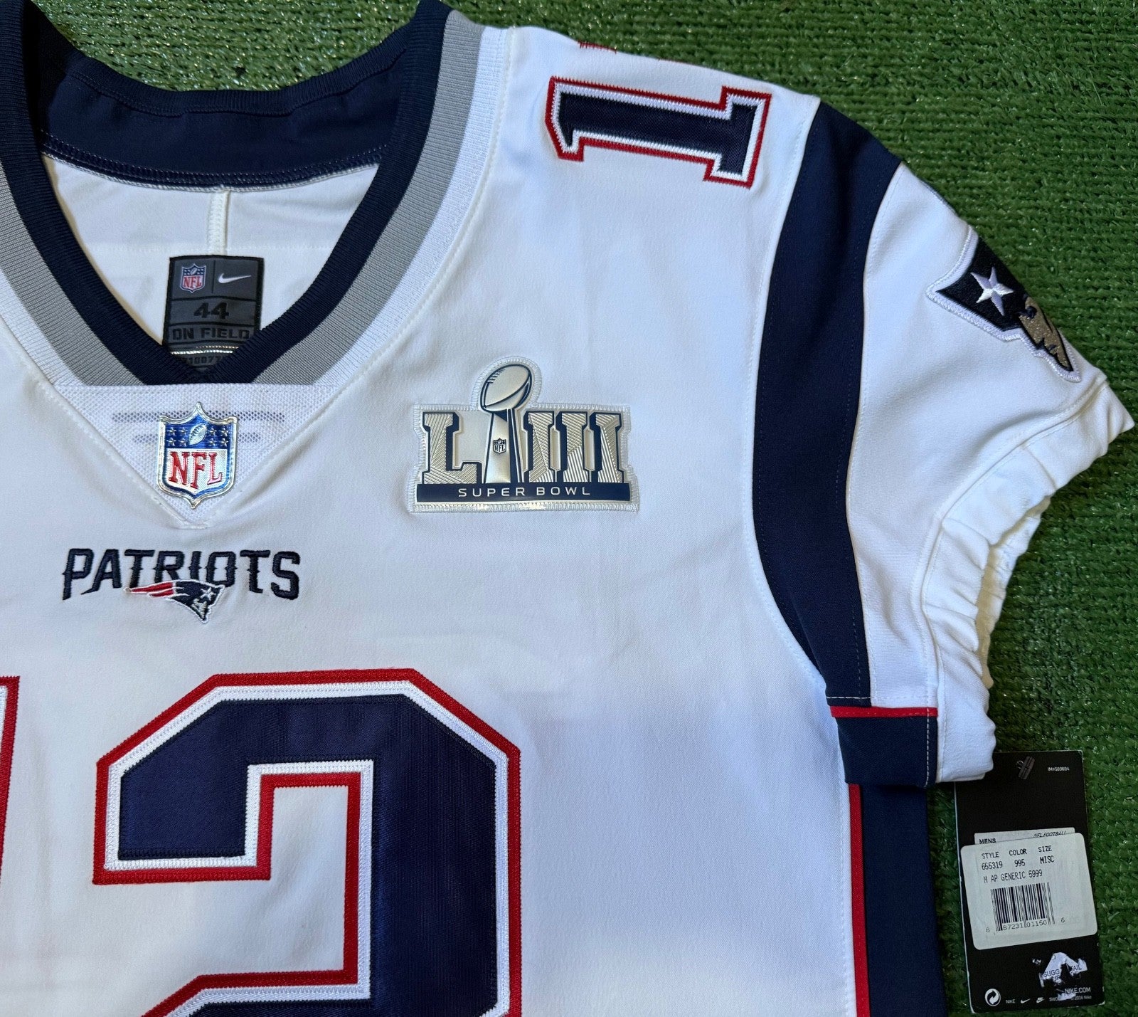 Tom Brady New England Patriots Jersey #12 Nike Vapor Elite White Size 44 (L) NFL