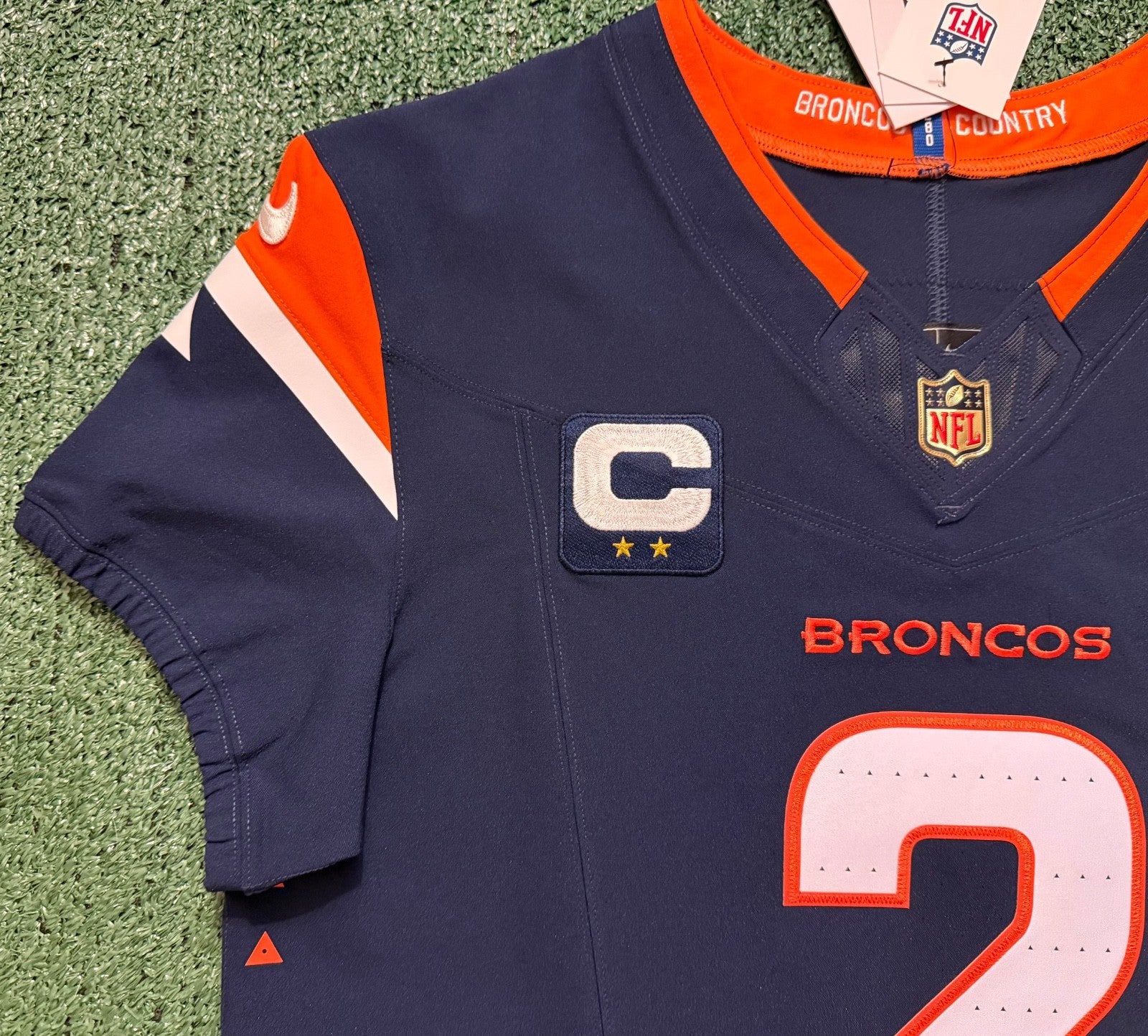 Pat Surtain II Denver Broncos Jersey #2 Nike Vapor Fuse Elite Navy Size 44 (L) NFL