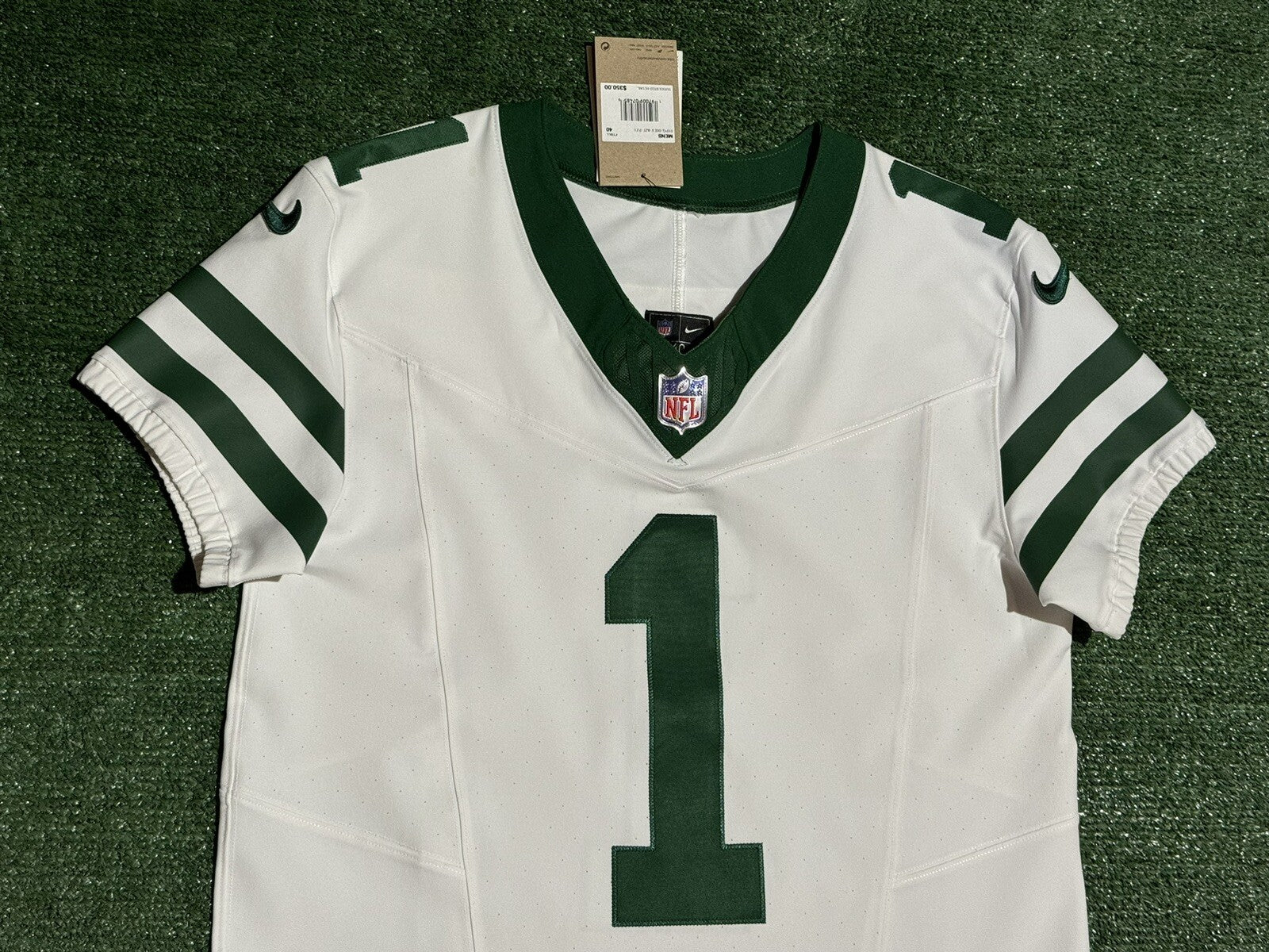 Sauce Gardner New York Jets Jersey #1 Nike Vapor Fuse Elite White Size 40 (M) NFL