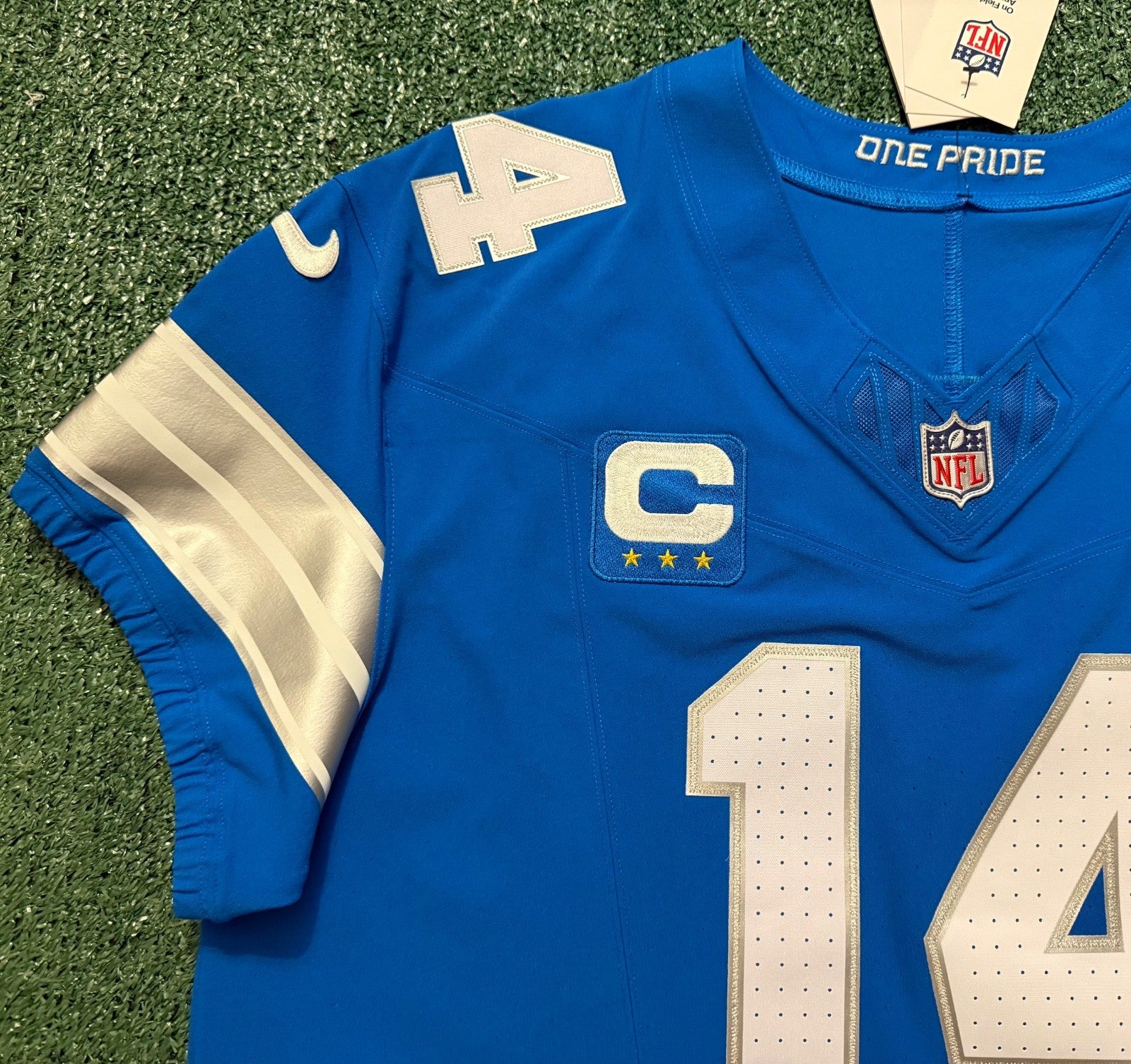 Amon Ra St Brown Detroit Lions Jersey #14 Nike Vapor FUSE Elite Blue Size 48 (XL) NFL